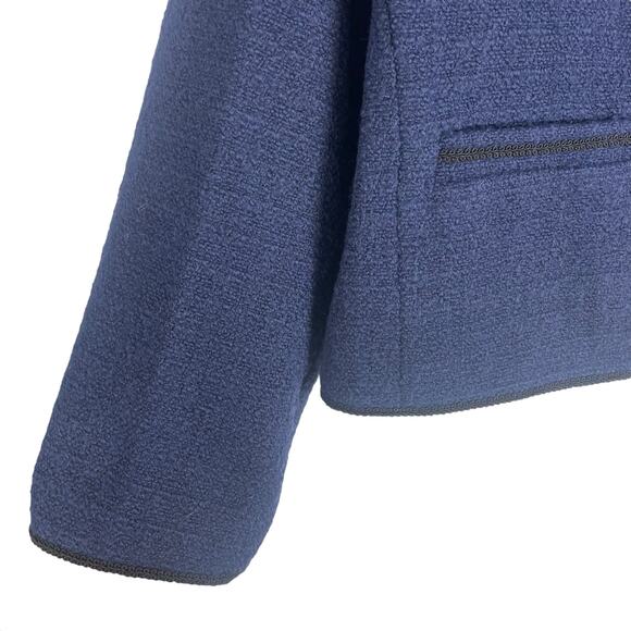 J. Crew Tweed Wool Blend Bomber Lady Jacket Navy Gold Button Size 20 - Picture 8 of 12